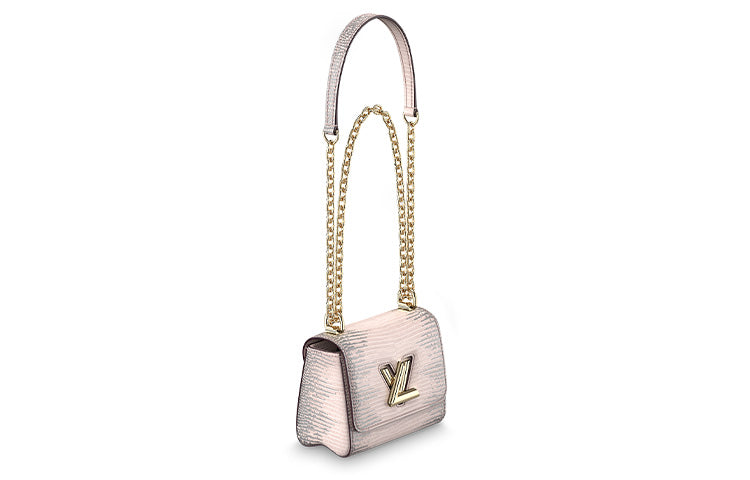 LOUIS VUITTON Twist Lizard Skin Shoulder Bag Crossbody Bag Mini Women's Pink