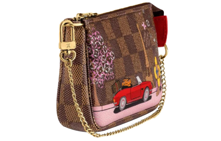 LOUIS VUITTON Mini Pochette Accessoires Damier Ebene Vivienne Paris Red Lining
