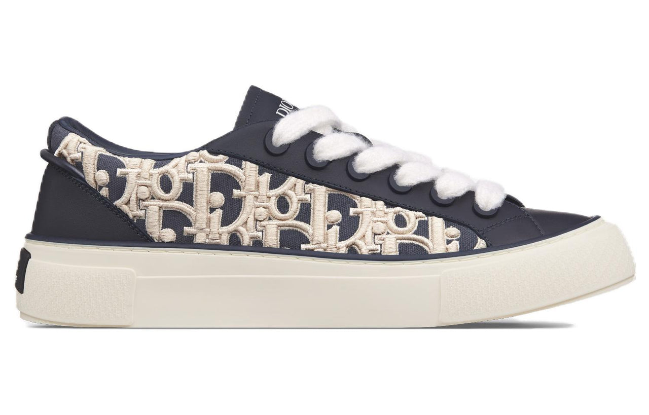 DIOR B33 Sneaker Navy Blue Smooth Calfskin Oblique Raised Embroidery Numbered