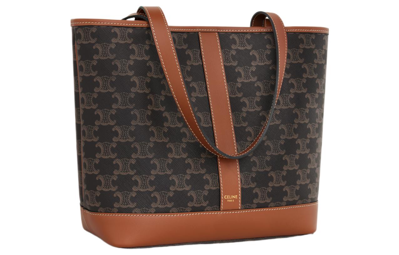 CELINE Cabas Cow Leather Tote Bag Shopping Bag Handbag Small Size Women's Tawny