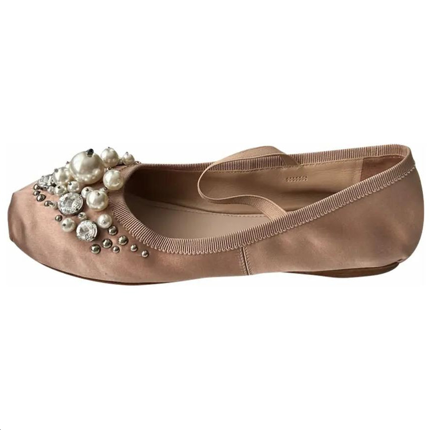 MIU MIU Flat Mary Jane Shoes Women's Brown