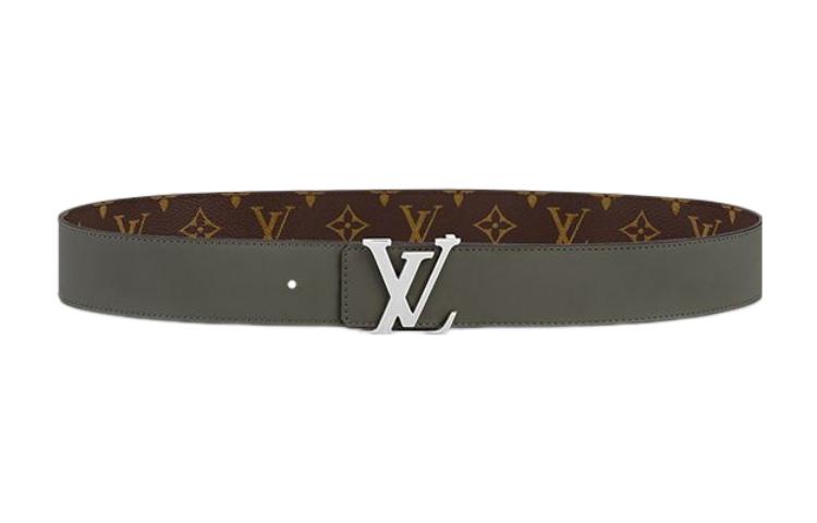 LOUIS VUITTON Logo Print Leather Leather Belts Men's Brown Width: 4cm
