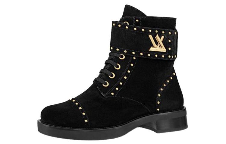 LOUIS VUITTON Lv Wonderland Flat Black Velvet Small Cowhide Gold Silver Women's