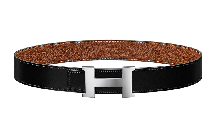 HERMES Constance Leather Belts Unisex Black/Brown-Box