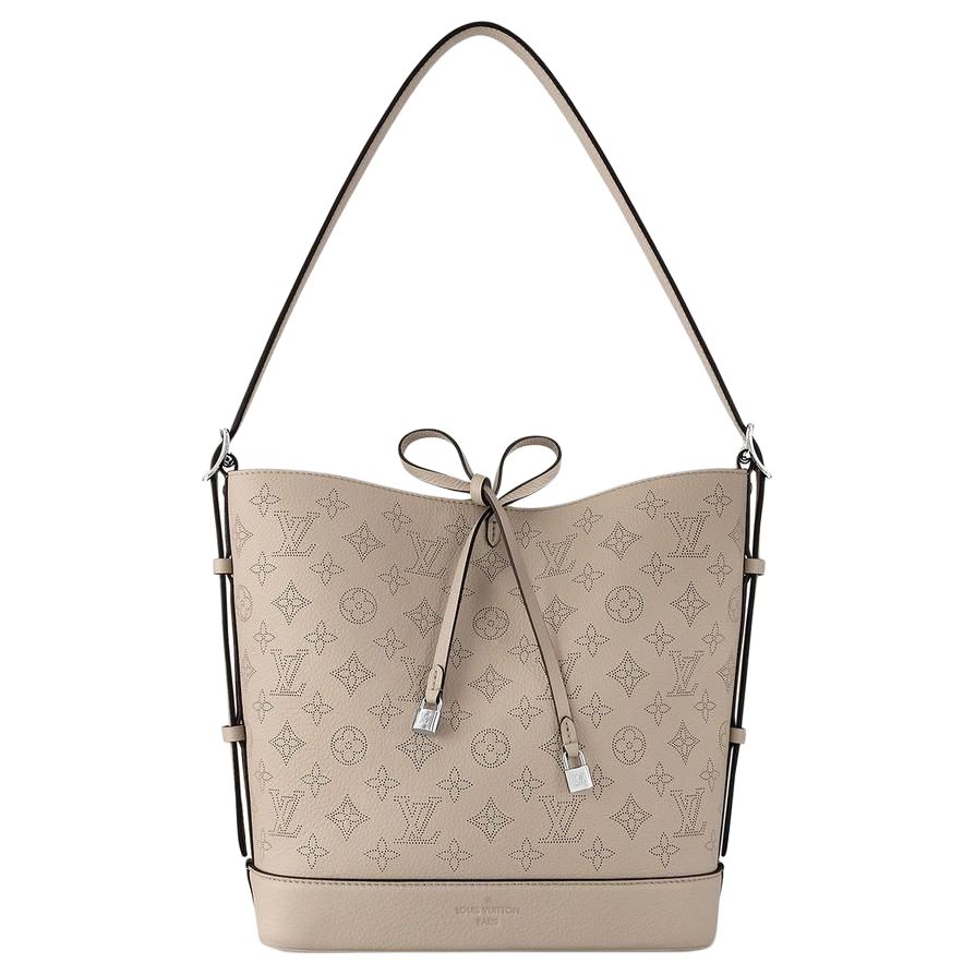 LOUIS VUITTON Flore Leather Handbag Shoulder Bag Women's Gray