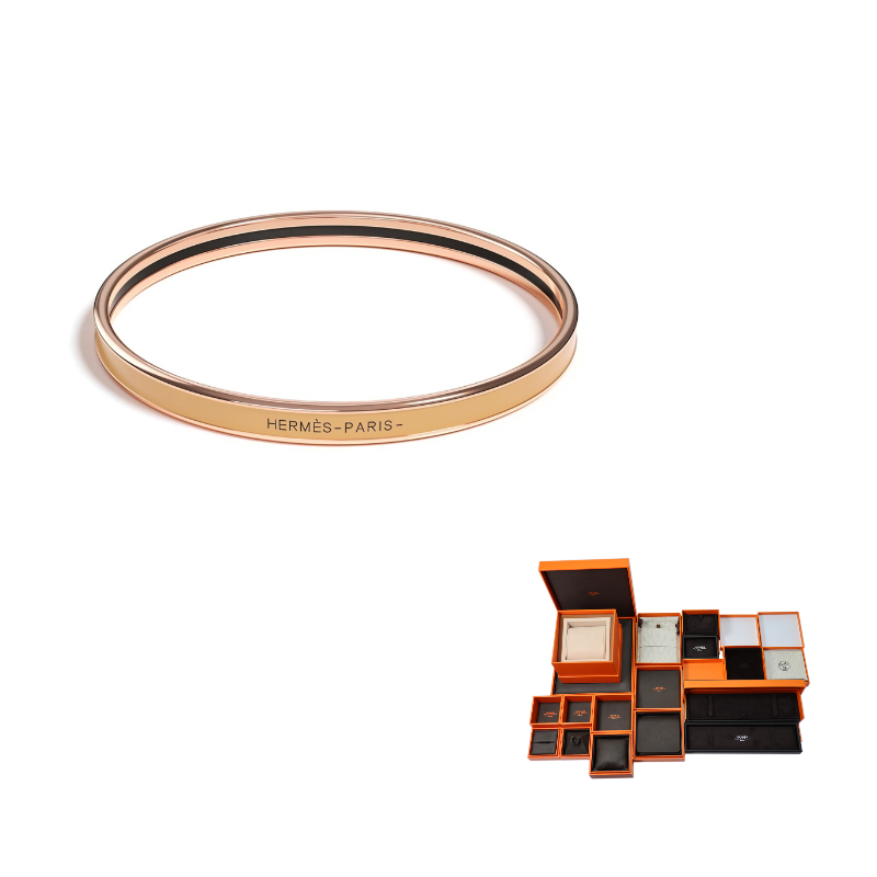 HERMES Enamel Rose Gold-Plated Metal Bangles Women's Yellow