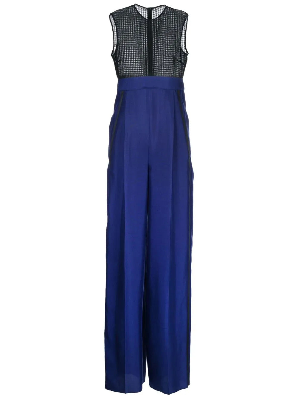 Ferragamo Two-tone Silk Jumpsuit Blue
