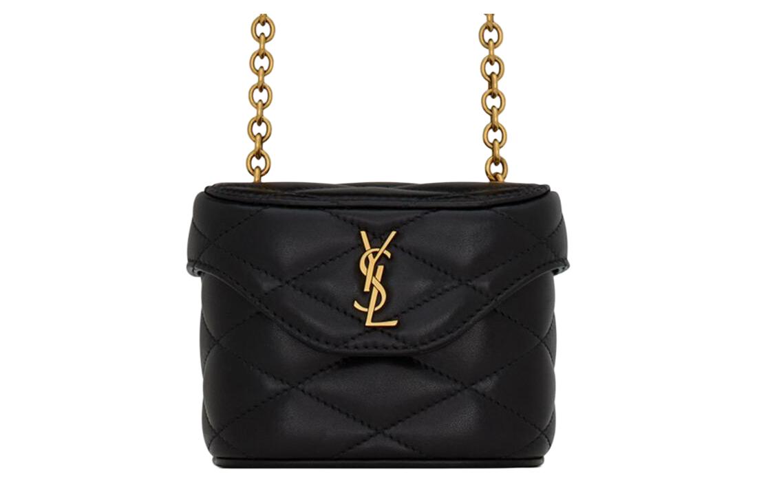 SAINT LAURENT June Sheepskin Box Shaped Bag, Crossbody Bag, Shoulder Bag Women's Black
