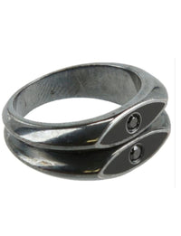 Bottega Veneta Cubic Zirconia Intrecciato Ring Black