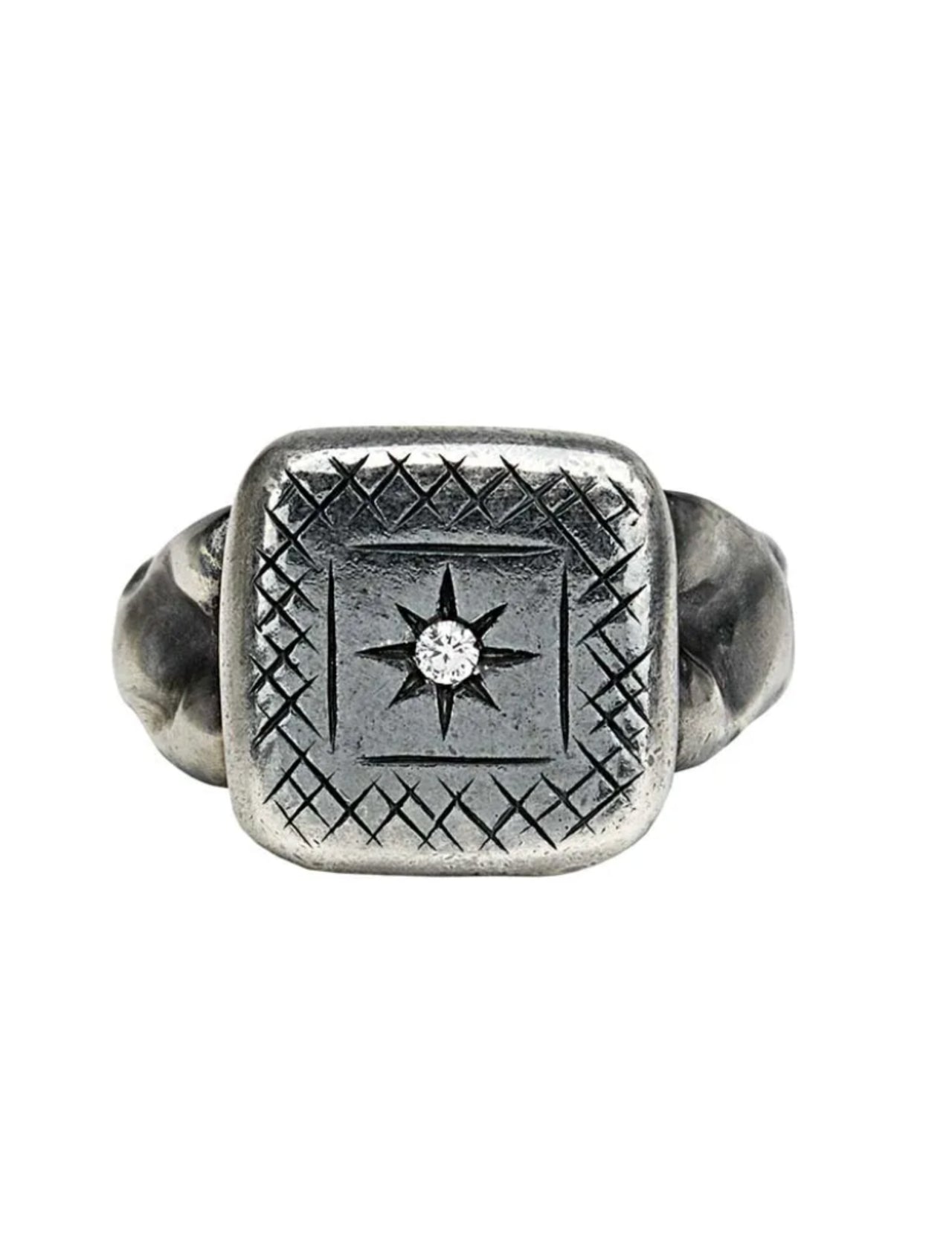 Bottega Veneta Men's Cubic Zirconia Studded Silver Ring