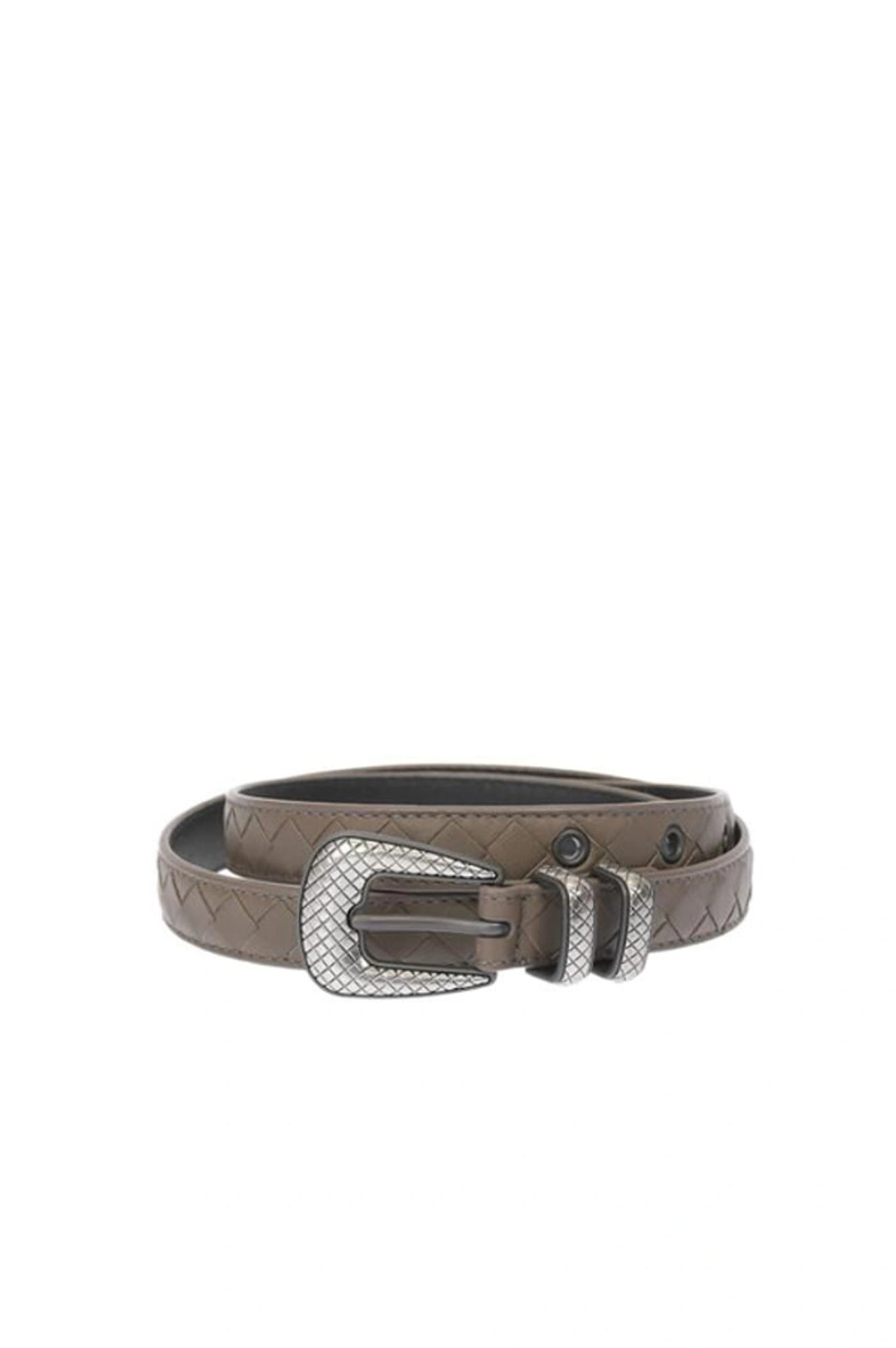 Bottega Veneta Intrecciato Embossed Buckle Leather Belt