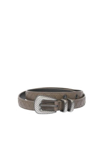 Bottega Veneta Interaccio Leather Embossed Buckle Belt