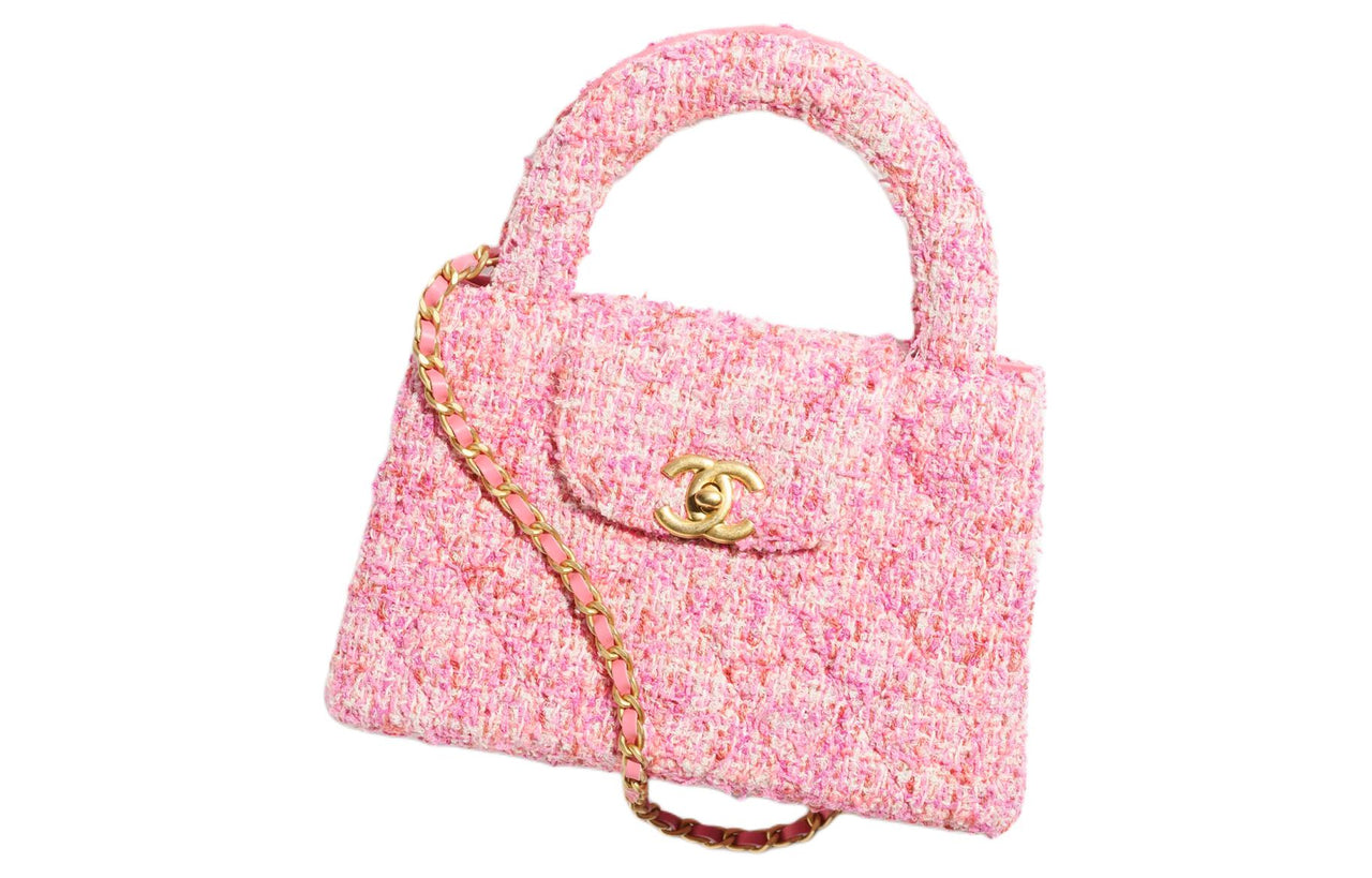 CHANEL Tweed Woven Wool Crossbody Shoulder Bag Crossbody Bag Mini Women's Pink & Ivory