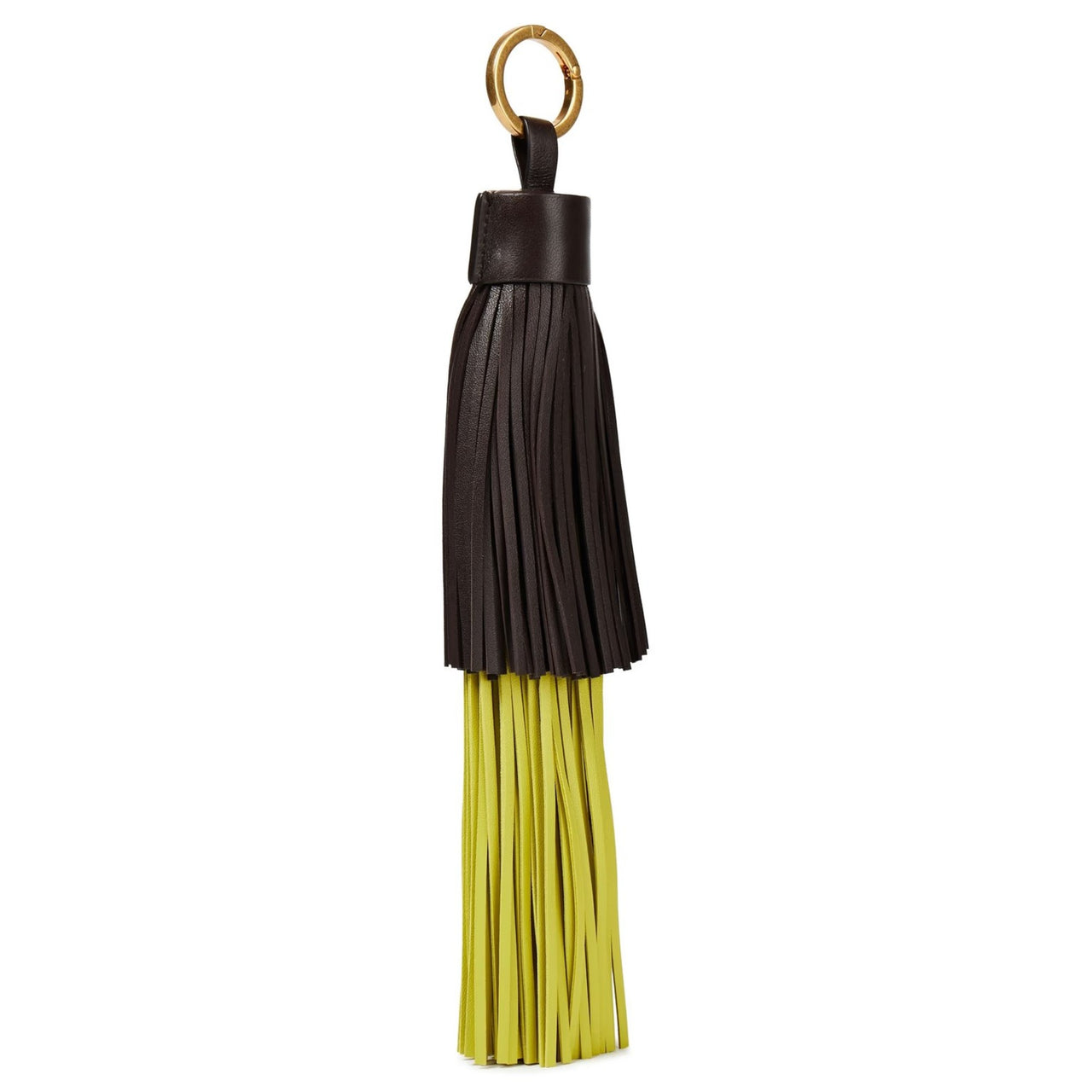 Bottega Veneta Tesla Two Tone Leather Keychain - Brown/Yellow