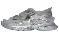 Balenciaga Faux Fur Rubber Mesh Track Sandals ' Metallic Grey'