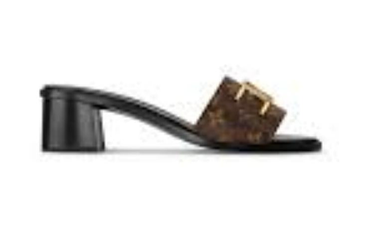 LOUIS VUITTON Lock It Slides 'Brown Monogram With Gold Plate' Women's