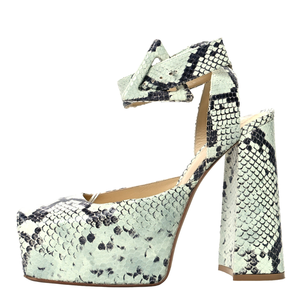 Bottega Veneta Faded Python Noir Tower Pumps Green/Black