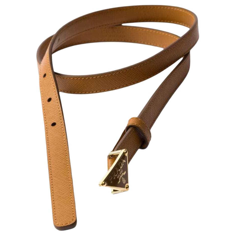 PRADA Triangle logo Leather Belt