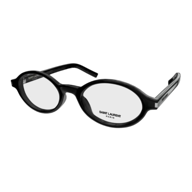 SAINT LAURENT Plate Frame Oval Eyeglass Frames Women's Black