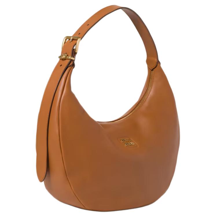 MIU MIU Leather Handbag, Shoulder Bag Women's Cognac Brandy
