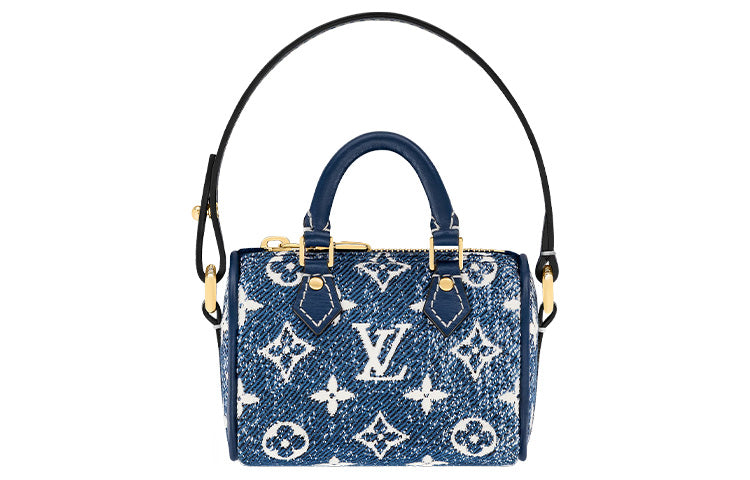 LOUIS VUITTON Speedy Denim Pillow Bag Key Pouch Coin Purse Extra Mini Women's Blue