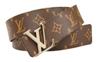 LOUIS VUITTON Logo Pattern Decoration Smooth Buckle Leather Belts Women's Brown Width  4cm
