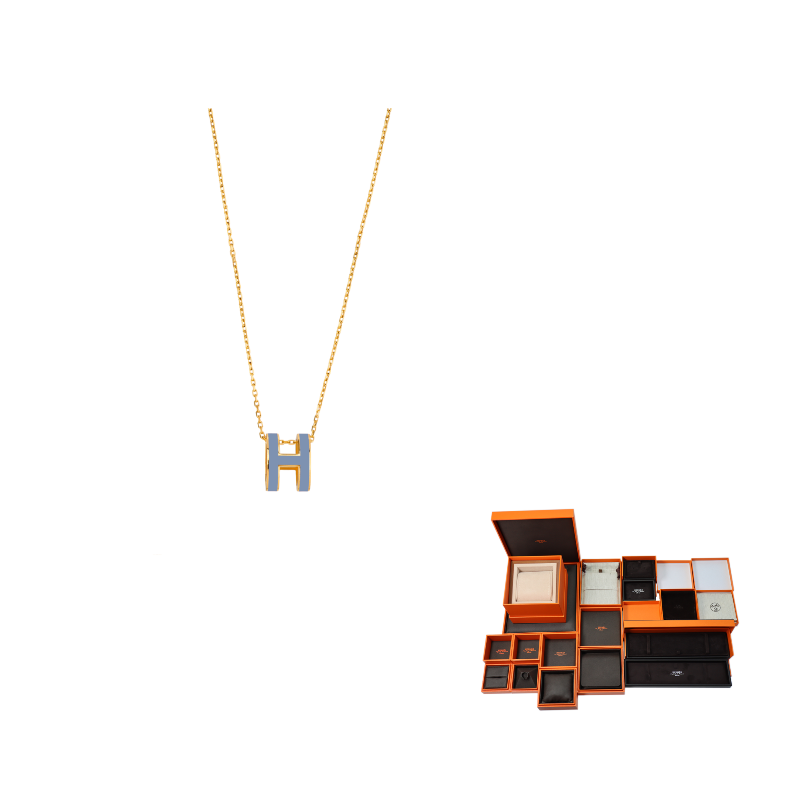 HERMES POP H Collection Gold Plated Necklaces Women's Gold