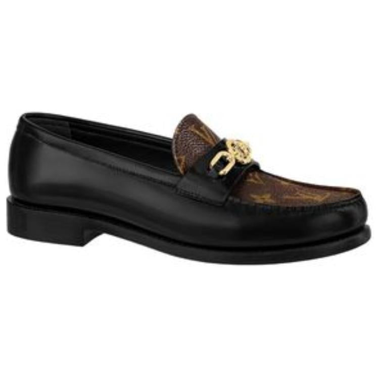 LOUIS VUITTON Chess Flat Loafers 'Black With Brown Monogram' Women's