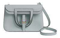 HERMES Halzan Clemence Bullock Leather Handbag Shoulder Bag Crossbody Bag Regular Women's 08 Pale Blue Holy Grail Blue