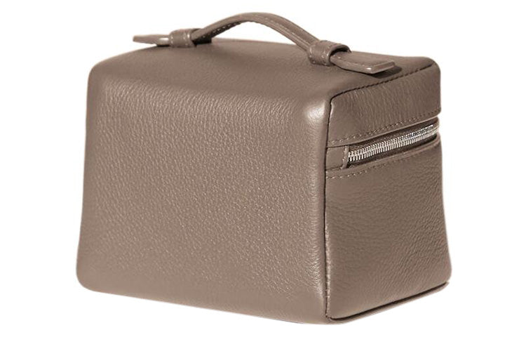 Loro Piana ExtraPocket Calfskin Small Square Makeup Bag Handbags Shoulder Bags Women's Warm Beige/Elephant Gray