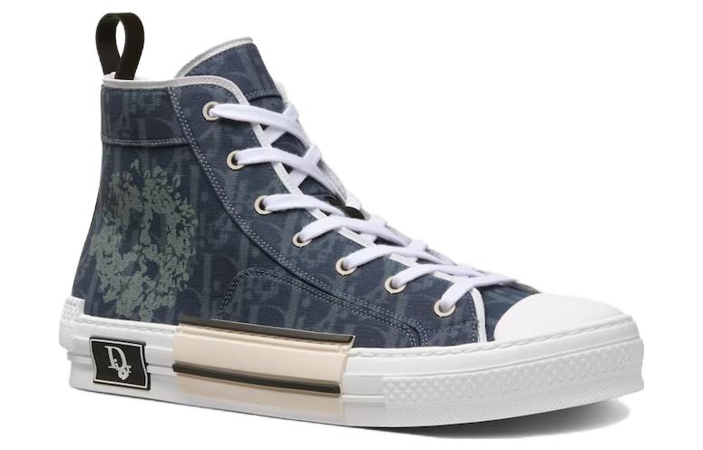 DIOR Sneaker B23 High Top Sneaker Blue Oblique And Peace Sign DIOR Tears Denim