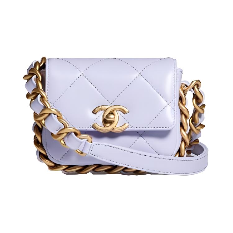 CHANEL 21K Winter Cow Leather Camera Bag, Handbag, Crossbody Bag, Shoulder Bag Mini Women's Taro Purple/Lavender