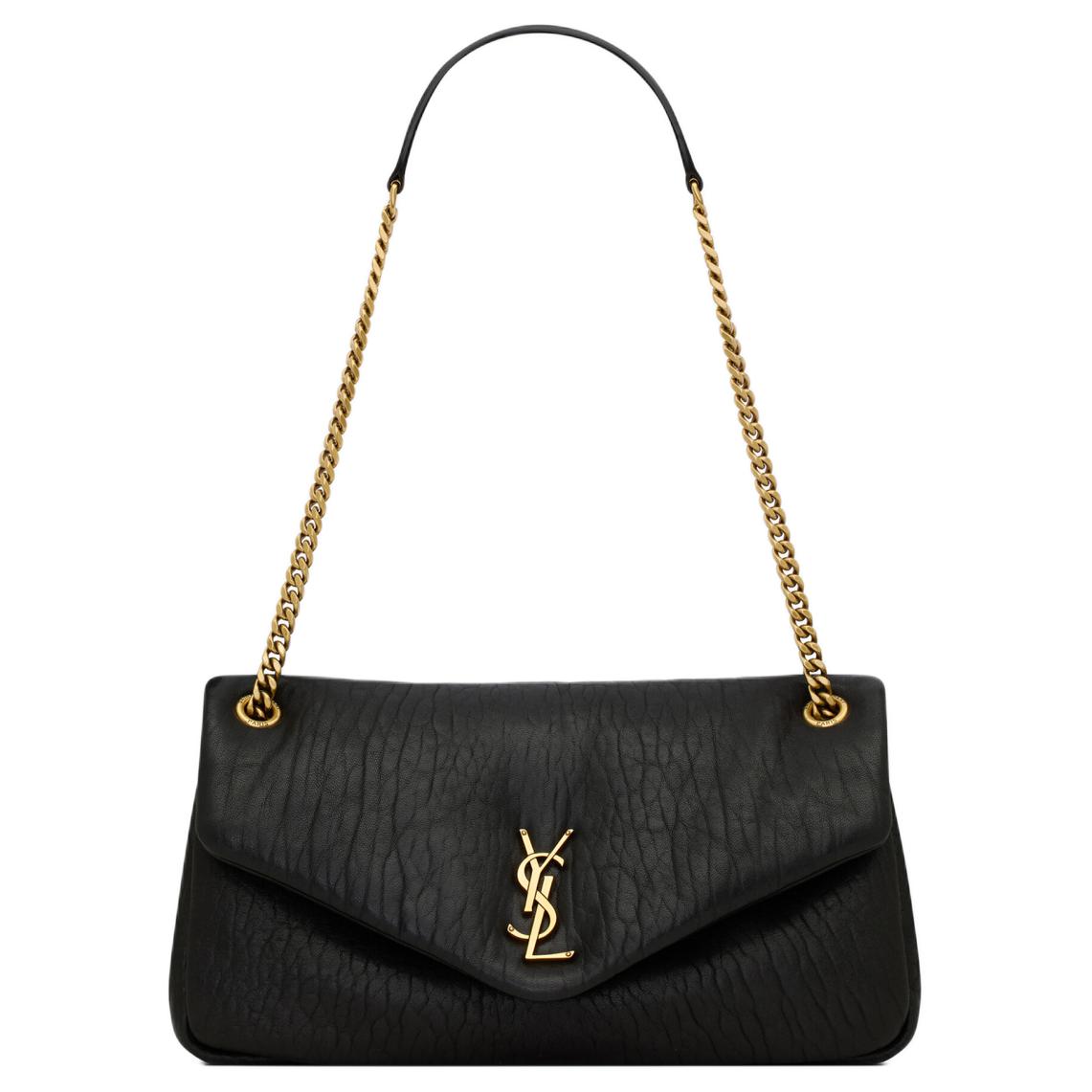 SAINT LAURENT Grained Sheepskin Handbag Shoulder Bag Women's Black