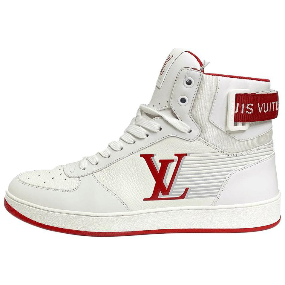 LOUIS VUITTON High Top Skateboard Shoes Men's White Red