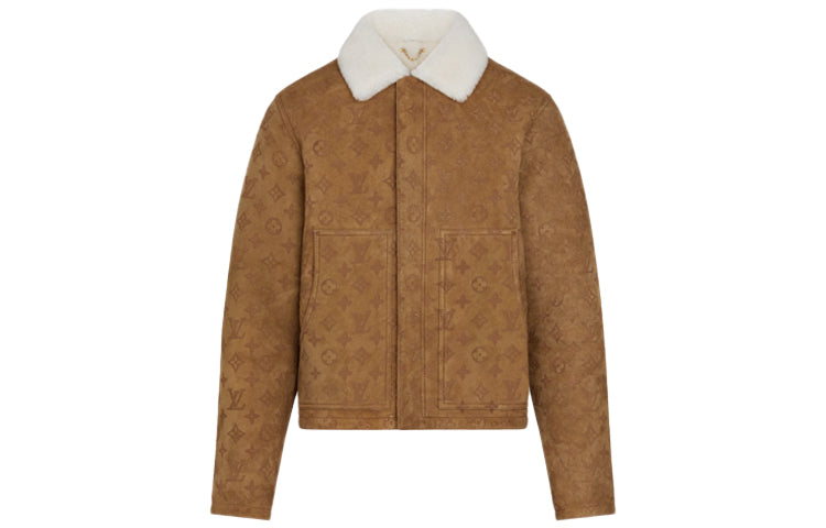 LOUIS VUITTON Leather Jacket Men's Brown