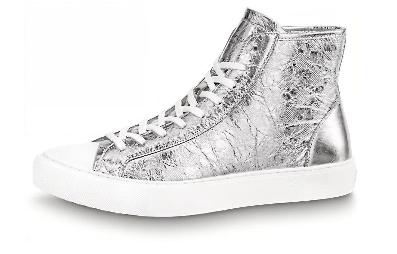 LOUIS VUITTON Tattoo High Top Stylish Skateboarding Shoes Men's Silver
