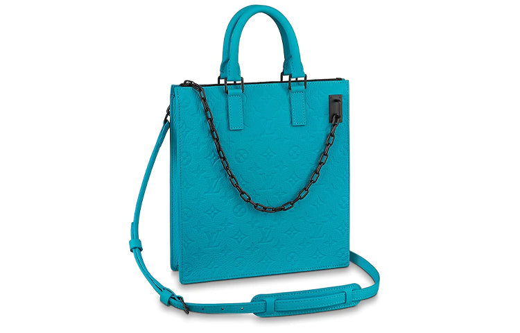 LOUIS VUITTON Sac Plat Messenger Monogram Taurillon Turquoise