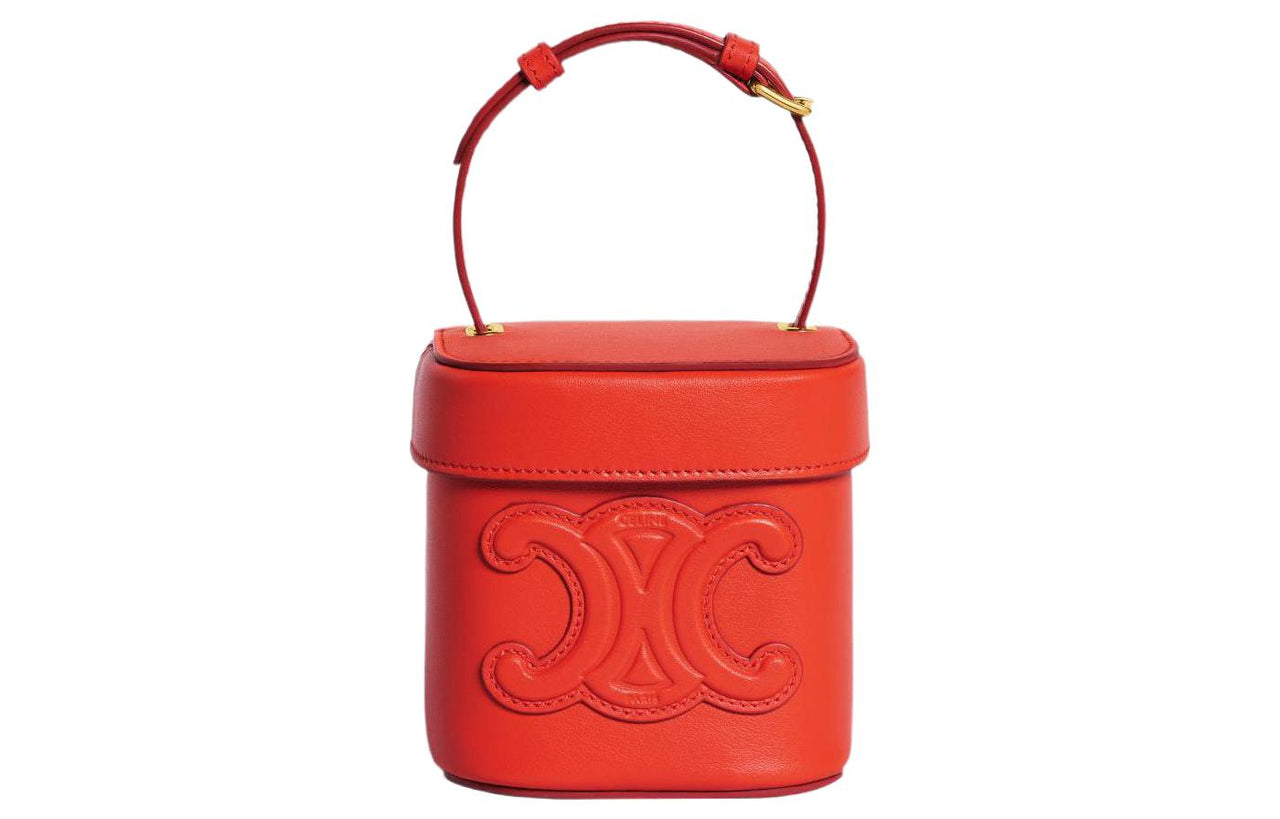 CELINE Triomphe Smooth Cow Leather Box Bag, Shoulder Bag, Crossbody Bag, Handbag Trumpets Women's Red