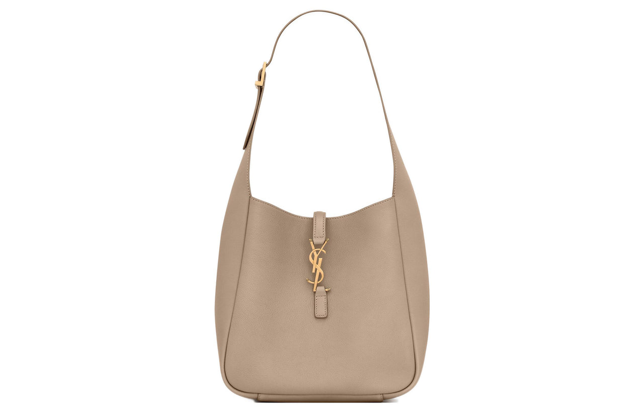 SAINT LAURENT LE5A7 Smooth Cow Leather Hobo Bag, Handbag, Shoulder Bag Women's Gray