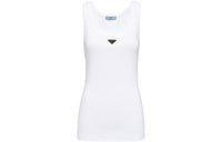 PRADA Ribbed Knit Jersey Tank White
