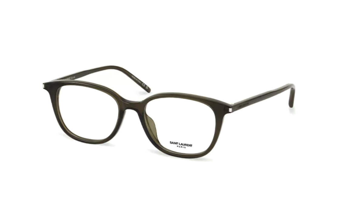 SAINT LAURENT Plate Frame Square Eyeglass Frames Unisex Green