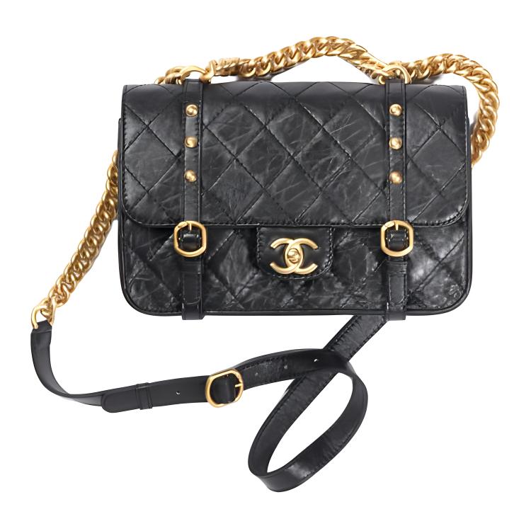 CHANEL 21B Fall Calfskin Cell Phone Pouch Coin Purse Messenger Bag Handbag Shoulder Bag Crossbody Bag Women's Black