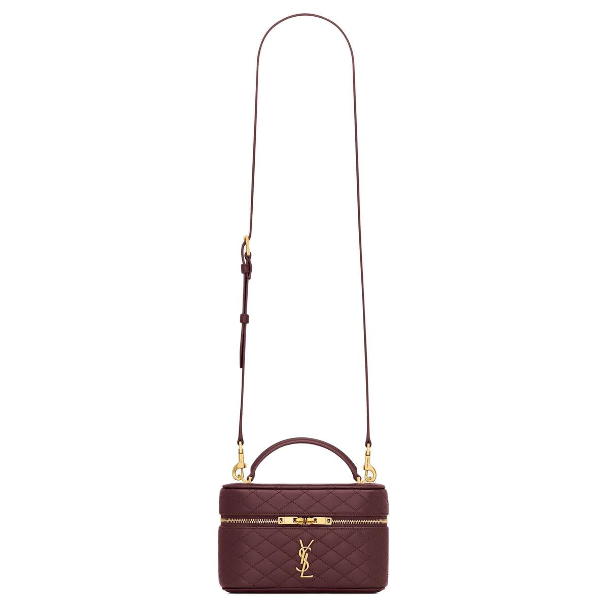 SAINT LAURENT Lambskin Portable Crossbody Bag, Shoulder Bag Women's Cabernet Sauvignon Red