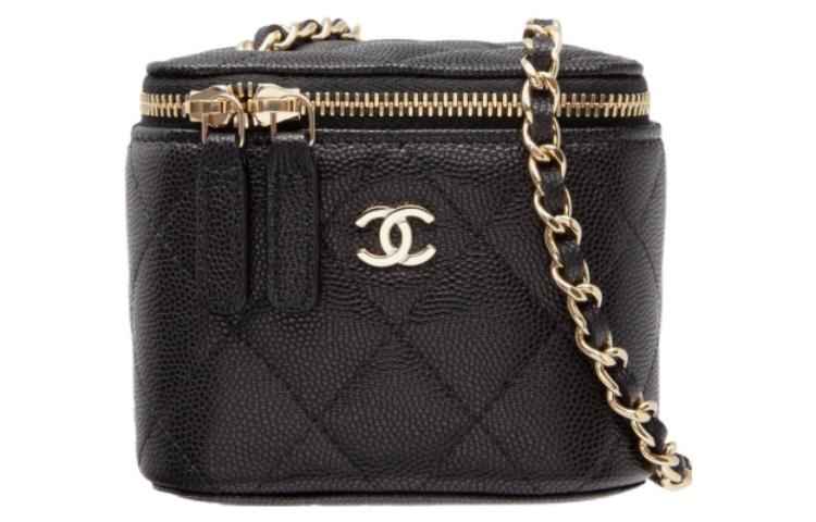 CHANEL Grained Embossed Cow Leather Box Bag Crossbody Bag Shoulder Bag Mini Women's Black