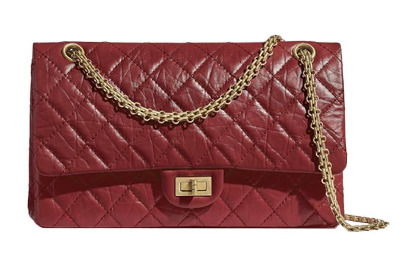 CHANEL 2.55 Vintage Calfskin Shoulder Bag Crossbody Bag Small Size Women's Burgundy