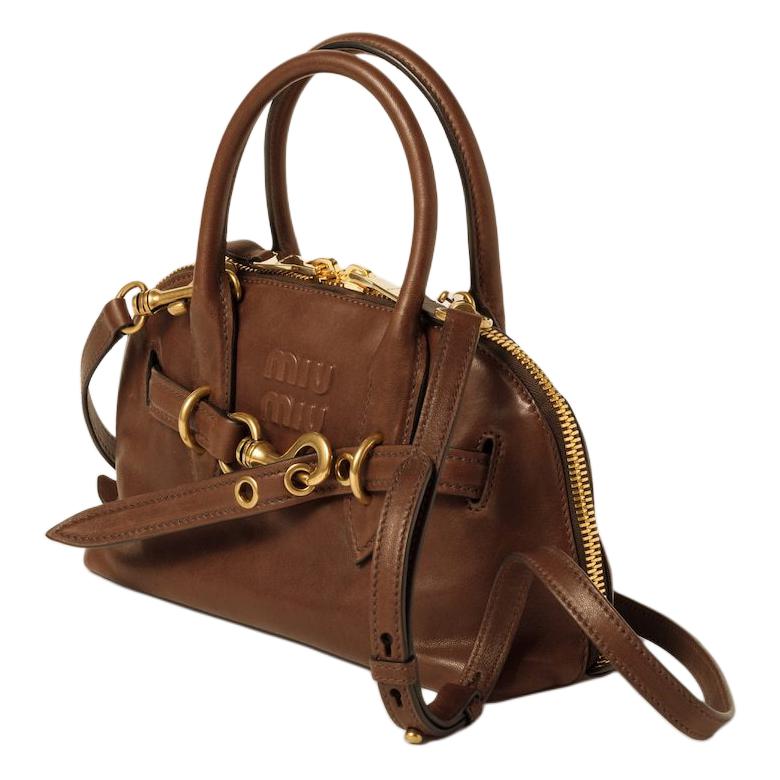 MIU MIU Nappa Leather Shoulder Bag Crossbody Bag Handbag Women's Oak Brown