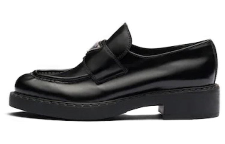 PRADA Chocolate 50mm Brushed Leather Loafer 'Black' Women's
