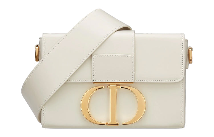 DIOR 30 Montaigne Cow Leather Box Bag, Crossbody Bag, Shoulder Bag Women's Milk White