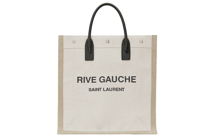 SAINT LAURENT Rive Gauche North/South Tote White Linen/Beige