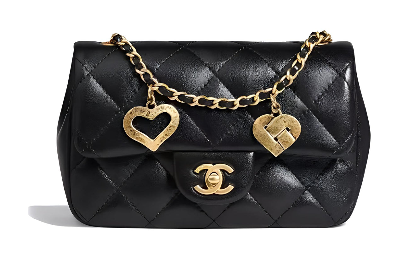 CHANEL 22BFW Sheepskin Shoulder Bag Crossbody Bag Mini Women's Black